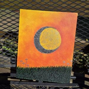 Sunset Crescent Moon Canvas Art